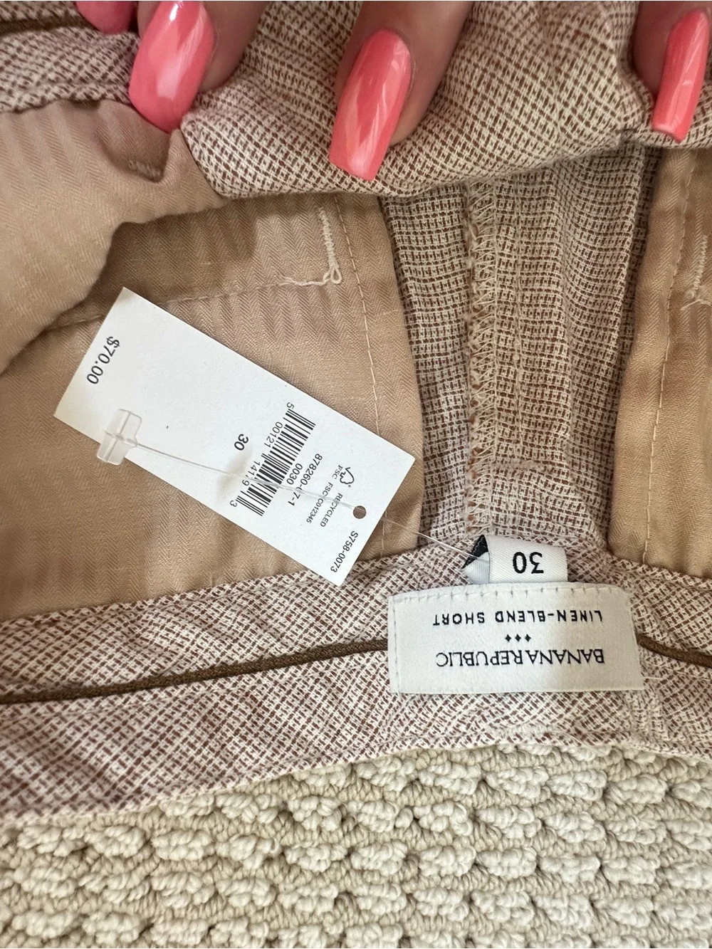 Banana Republic Pink-Tan Textured Shorts
